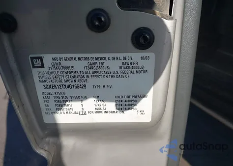 2004 Chevrolet Avalanche 1500 из США, поврежденный, VIN 3GNEK12TX4G165429